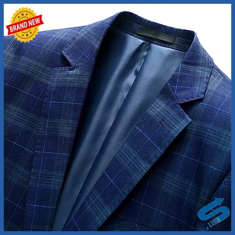 Slim Fit Plaid Blazer Sport Coat Lightweight Casual Checkered Jacket